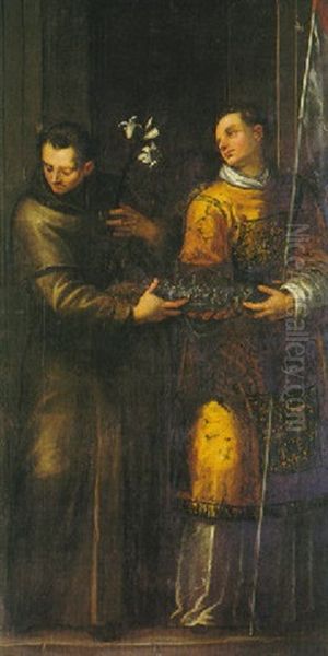 S. Antonio Da Padova Nell'atto Di Proteggere La Citta Di S. Liberale Oil Painting by Jacopo Palma il Giovane