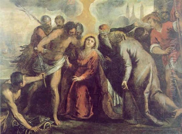 Il Martirio Di Santa Giustina Oil Painting by Jacopo Palma il Giovane