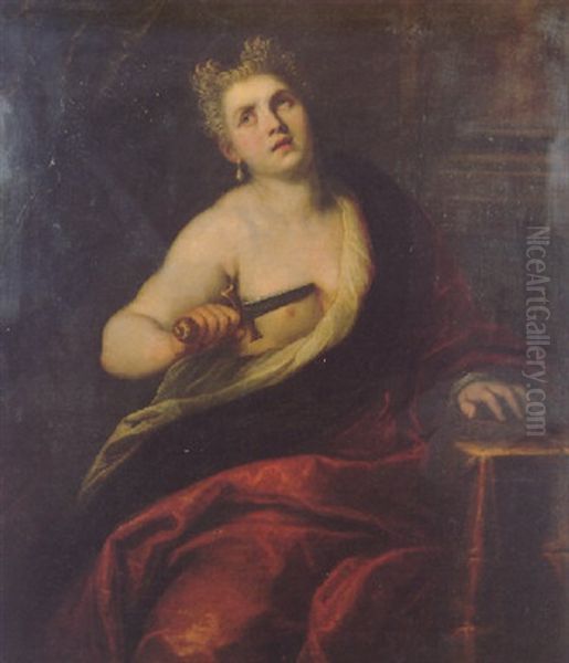 The Death Of Lucretia Oil Painting by Jacopo Palma il Giovane