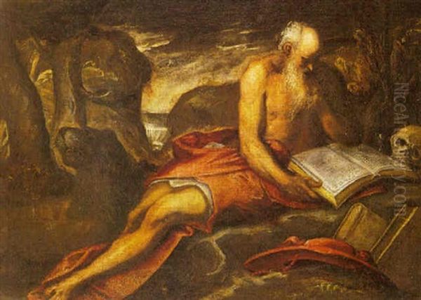 San Girolamo In Meditazione Oil Painting by Jacopo Palma il Giovane