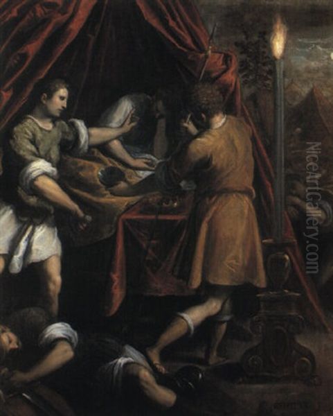 Davide Risparmia La Vita A Saul Oil Painting by Jacopo Palma il Giovane