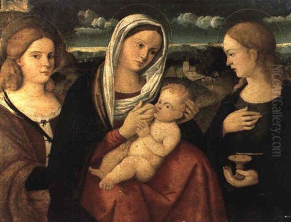 Die Madonna Mit Dem Kind Zwischen Zwei Heiligen by Jacopo Palma il Giovane