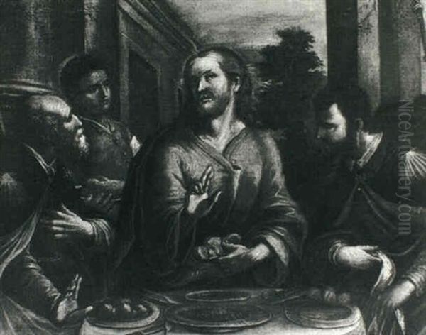 Supper At Emmaus Oil Painting by Jacopo Palma il Giovane