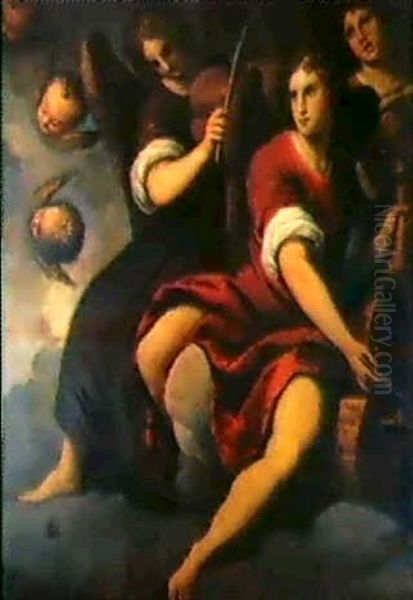 Musizierende Engel Oil Painting by Jacopo Palma il Giovane