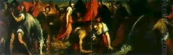 Das Quellwunder Mosis  Die Manna-lese Oil Painting by Jacopo Palma il Giovane