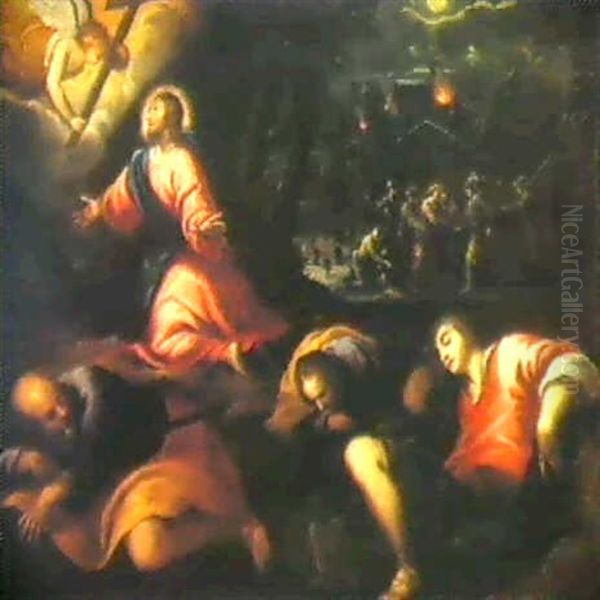 Christ In The Garden Of Gethsemane Oil Painting by Jacopo Palma il Giovane