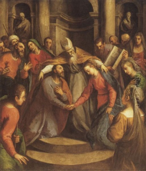 The Marriage Of The Virgin Oil Painting by Jacopo Palma il Giovane