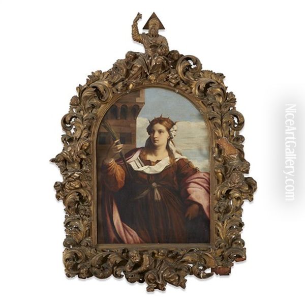 Saint Barbara Oil Painting by Jacopo Palma il Vecchio