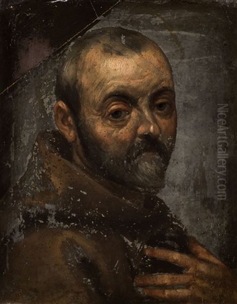 Autorretrato Como Monje Oil Painting by Jacopo Palma il Vecchio