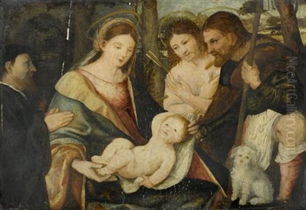 Heilige Familie Oil Painting by Jacopo Palma il Vecchio