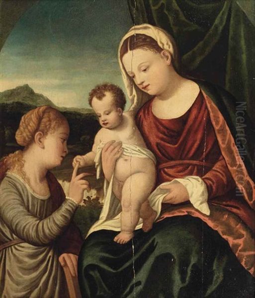 The Mystic Marriage Of Saint Catherine Oil Painting by Jacopo Palma il Vecchio