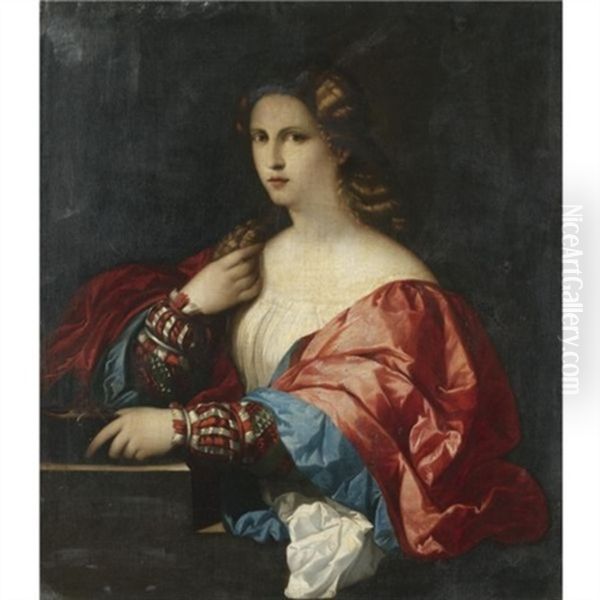 Portrait Of A Young Woman, Half Length (la Bella) Oil Painting by Jacopo Palma il Vecchio