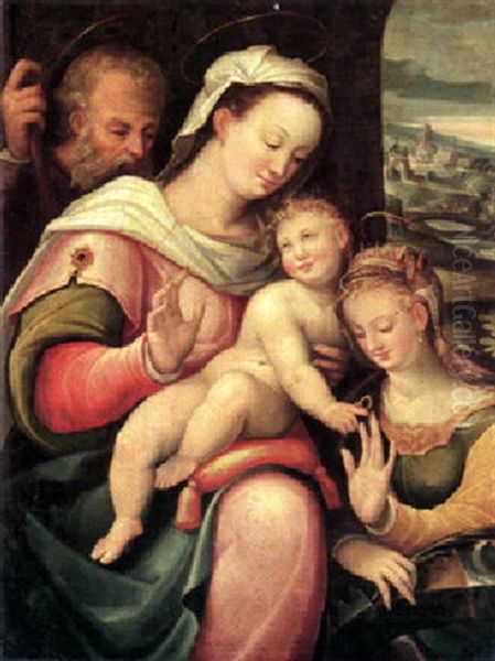 Die Mystische Verlobung Der Heiligen Katharina Mit Dem Jesuskind Oil Painting by Jacopo Palma il Vecchio