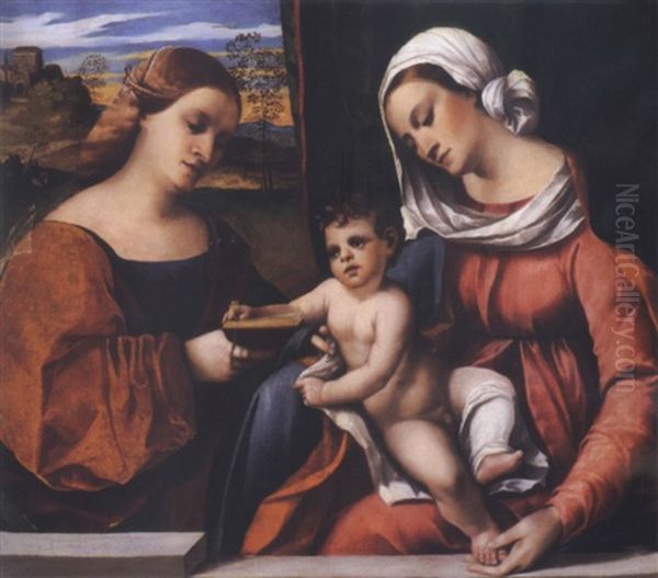 The Mystic Marriage Of Saint Catherine Oil Painting by Jacopo Palma il Vecchio