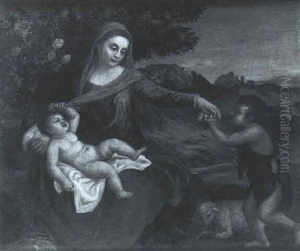 La Vierge, L'enfant Et Le Jeune Saint Jean Dans Un Paysage Oil Painting by Antonio Palma