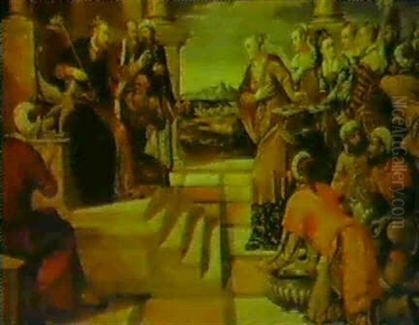 Solomon Receiving The Queen Of Sheba Oil Painting by Antonio Palma