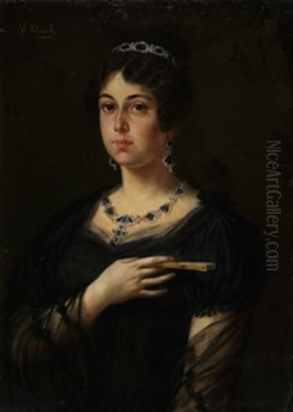 Retrato De Dama Oil Painting by Vicente Palmaroli y Gonzales