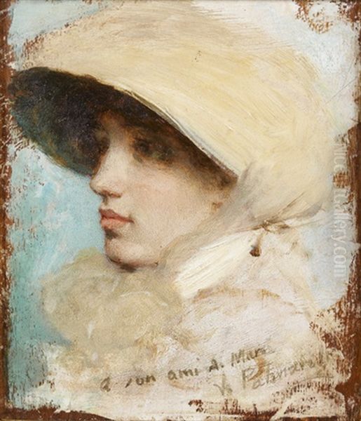 Elegante Au Chapeau Oil Painting by Vicente Palmaroli y Gonzales