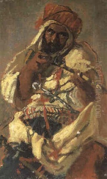 Militar Arabe Oil Painting by Vicente Palmaroli y Gonzales