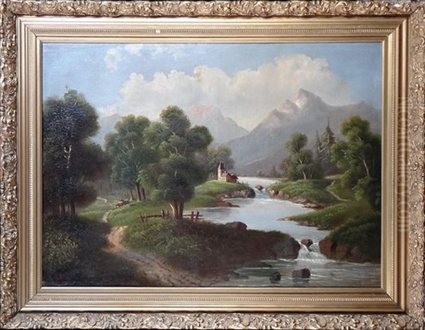 Paysage Montagneux Anime Oil Painting by Augustin Palme