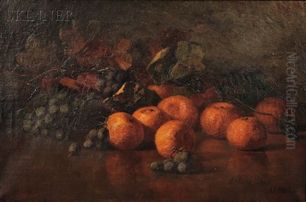 Still Life With Oranges And Grapes Oil Painting by Adelaide Palmer