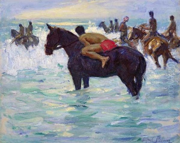 Racehorses On Durban Beach by Alfred Palmer