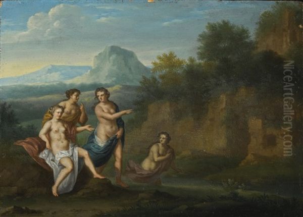 Four Nymphs In An Italianate Landscape by James (Sir) Palmer