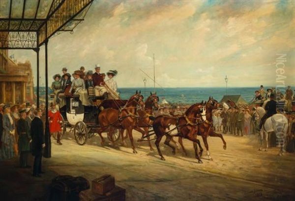 Alfred Gwynne Vanderbilt Arriving At Brighton, Driving His Coach 