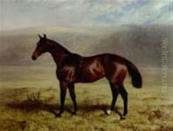 Chestnut Horse In A Landscape Oil Painting by James Lynwood Palmer