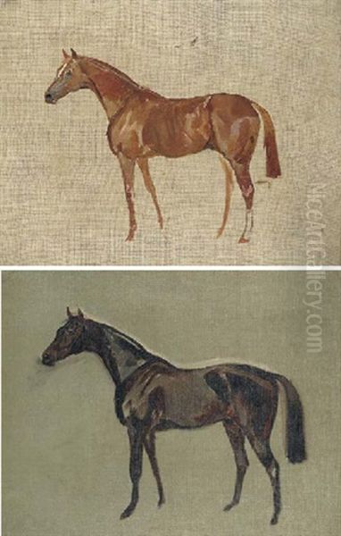 Sketch Of A Dark Bay Horse (+ Sketch Of A Chestnut Horse; 2 Works) by James Lynwood Palmer