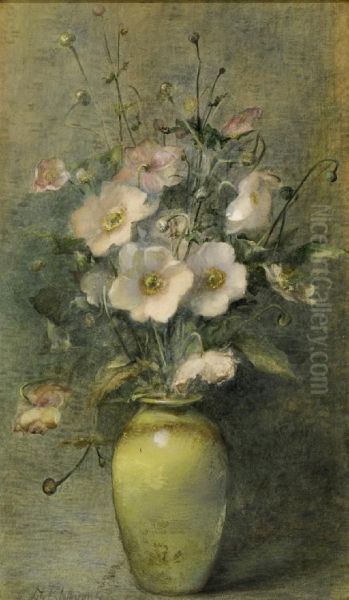 Flowers In A Vase Oil Painting by Lily Blatherwick