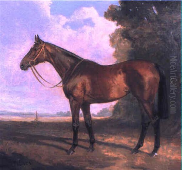 The Racehorse Saradella In A Landscape Oil Painting by James Lynwood Palmer