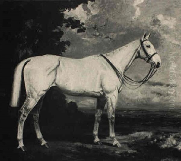 A Grey Hunter In A Landscape Oil Painting by James Lynwood Palmer