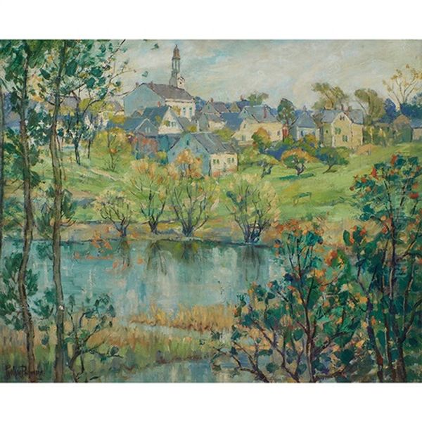 Village Pond Oil Painting by Pauline Palmer