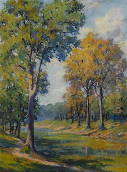 Autumn Landscape Oil Painting by Pauline Palmer