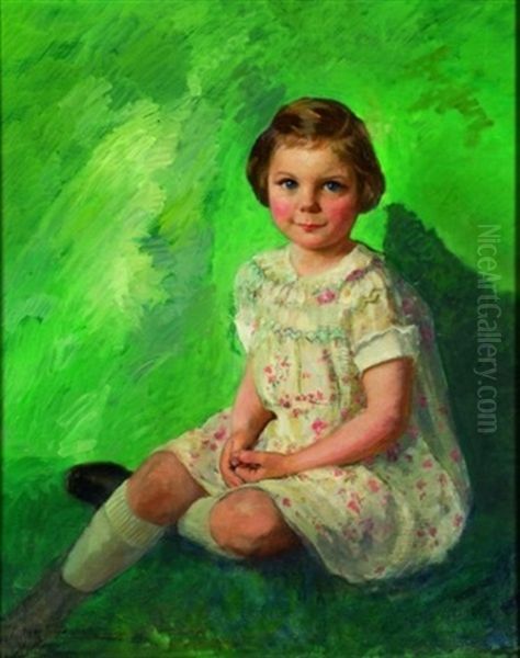 Child In White Oil Painting by Pauline Palmer