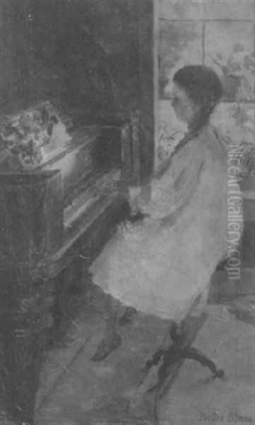 Girl At The Piano Oil Painting by Pauline Palmer