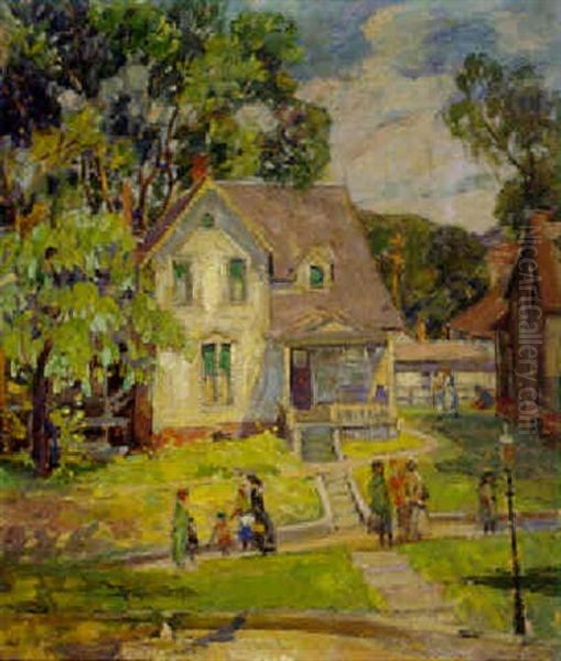 Life In Small Town America Oil Painting by Pauline Palmer