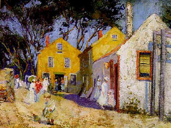 Provincetown Village Street Scene Oil Painting by Pauline Palmer