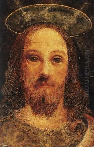 Head Of Christ, (self-portrait Of The Artist?) Oil Painting by Samuel Palmer