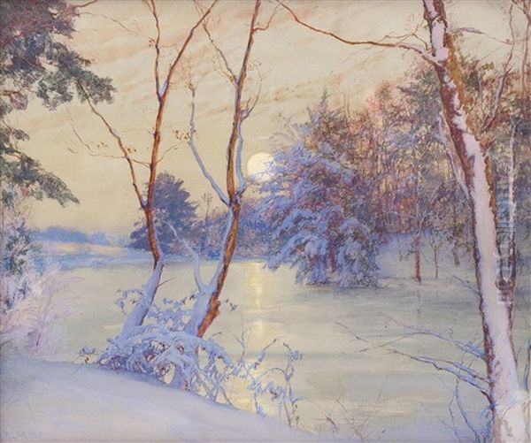 Winter Moonrise Oil Painting by Walter Launt Palmer