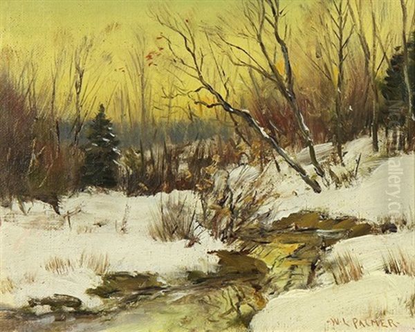 Winter Creek At Sunset Oil Painting by Walter Launt Palmer