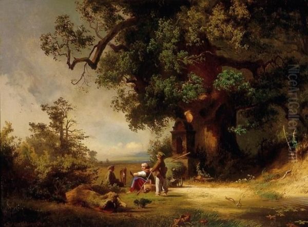 Under The Spreading Oak Oil Painting by Theodor Blatterbauer