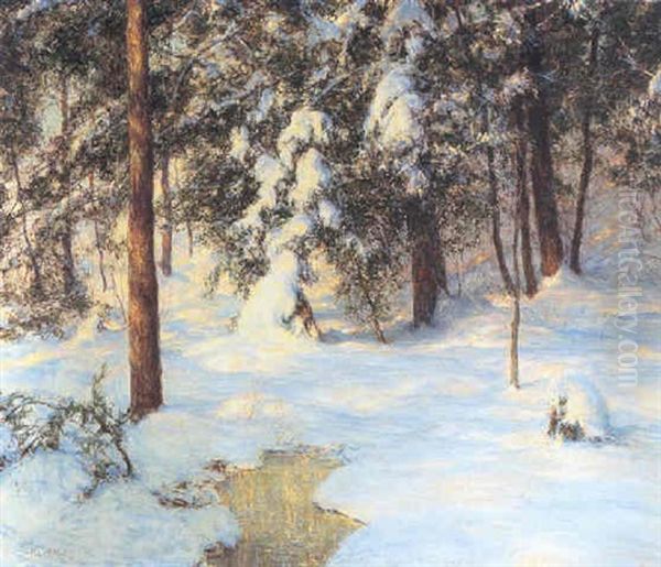 A Small Pond In A Wintry Meadow Oil Painting by Walter Launt Palmer