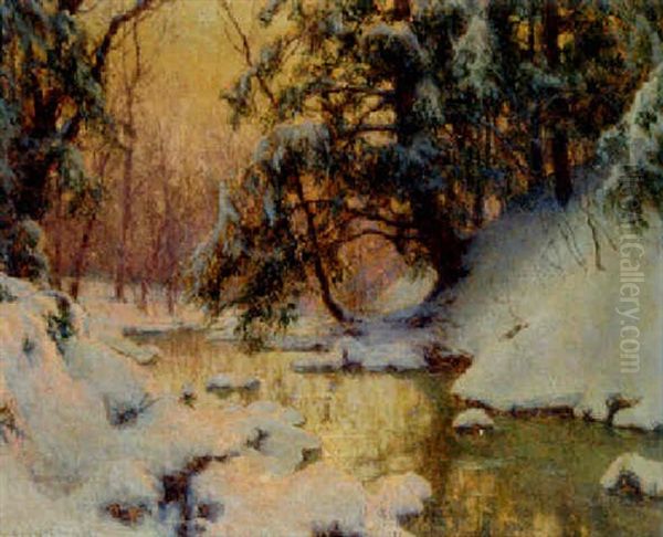 Brook And Hemlocks Oil Painting by Walter Launt Palmer