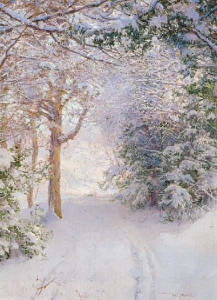 Snowy Landscape Oil Painting by Walter Launt Palmer