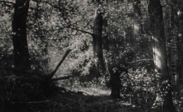 Afternoon Solitude: Young Girl In A Wooded Landscape Oil Painting by Walter Launt Palmer