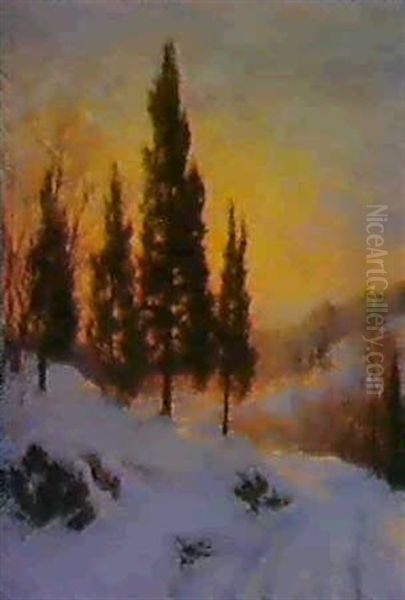 Winter Sundown Oil Painting by Walter Launt Palmer