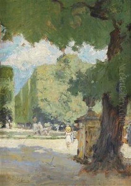 Scene Set In Schonbrunn Palace Oil Painting by Tina Blau