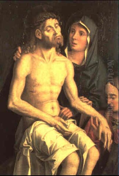 Cristo Morto Con La Vergine E La Maddalena Oil Painting by Marco Palmezzano